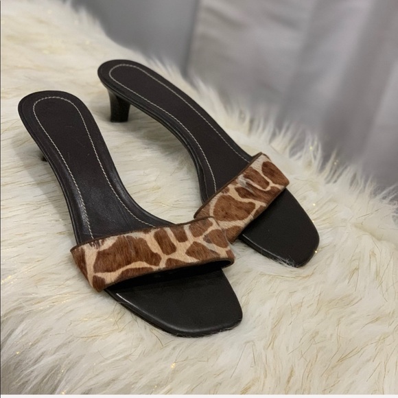 Ralph Lauren Carla brown calf hair slippers 8B - Picture 2 of 7